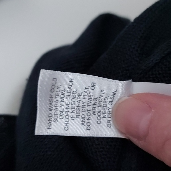 NWT J Jill Linen Blend Light Knit Crochet Embellished Sweater Navy Size … - Picture 7 of 7